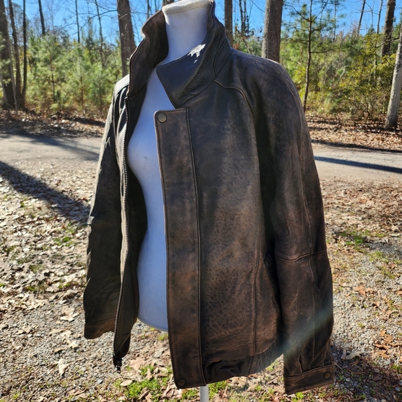 Vintage J.Park Original Distressed Leather Bomber Jacket - Picture 5 of 12